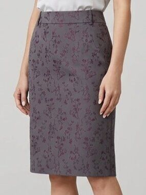 Calvin Klein NWT Floral Embroidered Pencil Skirt - Gray & Magenta - Size 10